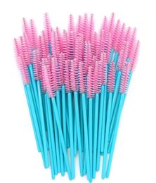 Disposable Mascara Wands Blue Handle Pink Head Lashes Brushes 500pcslot Nylon Makeup Brushes Eyelash Extension Tools2627342