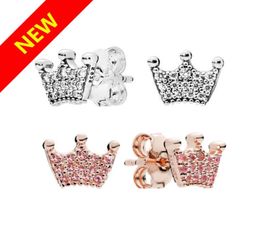 luxury designer 18K Rose gold Stud Earring Crown for 925 Silver Women Wedding Jewellery Earrings with Original box sets1478054
