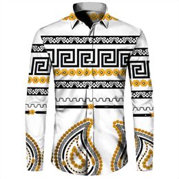 Men's T-Shirts New mens patterned shirt 3D digital printing long sleeved oversized mens lapel casual shirt