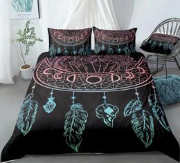 Bedding Sets Moon Duvet Cover Set Flowers Crystals Stars Arrows And Feathers Boho Chic Quilt Queen Teens Dropship