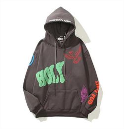 Men039s Hoodies Sweatshirts Graffiti Letter Printed Men Lucky Me I See Ghosts Mens Hooded Fleece Streetwear Harajuku7041623