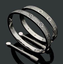 High Quality Titanium Steel Bangles 3 Row Full Diamond Bracelet Fashion Women Men Christmas Bangle Bracelets Jewelry Gift Size 167980326