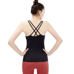 Cross Back Yoga Sport Vest Women Sleeveless Shirts Slim Fit Workout Tank Tops Super Soft Yoga Top Sports Shirt with Padded Bra4918584