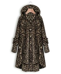 Women Winter Leopard Coat Teddy Fleece Hooded Fluffy Cardigan Oversize 5XL Loose Jacket Luxury Faux Fur Coats3127025
