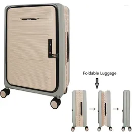 Suitcases Foldable PP With Lock Large Capacity Women Rolling Luggage Sets Multi-Function Universal Wheels Trolley