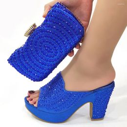 Dress Shoes Arrival Italian Designer Ladies And Bag Matching Blue Color Set Nigerian Wedding For Party