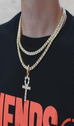 Hip hop gold cross pendant necklace for men Jewellery with gold plated tennis chain crtoss necklace Jewellery Bracelet231Z5493800