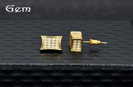 Men Cubic Zirconia Diamond Earings Fashion Mens Jewelry Hip Hop Copper White Gold Filled Crystal Stud Earring Jewelry6188258