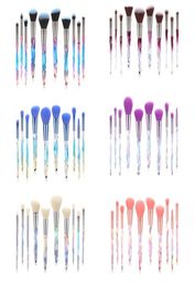 TUOLIDI New design custom Logo 10pcs makeup brush kit Transparent Diamonds Crystal Handle Makeup Brush sets9043857