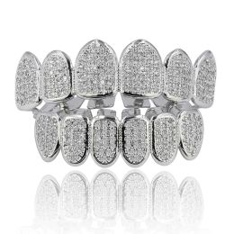 Grills Moissanite 18K Gold Plated Hip Hop Grillz Top And Bottom Grills For Mouth Teeth 2 EXTRA Moulding Bars Every Style