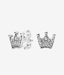 925 Sterling Silver Crown Stud Earring Women Gift Jewellery with Original box for Rose gold plated small Earrings set2556545