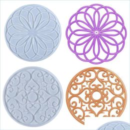 Moulds Large Flower Tray Silicone Resin Mould Pot Holder Coaster Epoxy Casting Moulds for DIY Home Decoration Jewellery Making