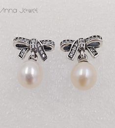 designer Jewellery Authentic 925 Sterling Silver Delicate Sentiments White Pearl Stud Earring P Earrings luxury women Vale7348585