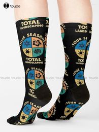 Women Socks Four Seasons Total Landscaping Vintage Retro Gift Novelty Hiking Personalized Custom 360° Digital Print