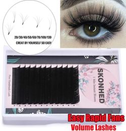 12Linesbox Easy Rapid Auto Fan Blooming Individual Eyelash Extension Blossom Volume Russian Lashes Natural Long Thick Eyelashes1304324