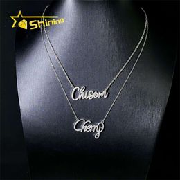 Iced Out Fashion Design White Gold Sterling Sier Custom Name Letter Necklace With Vvs Moissanite