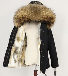 Winter Jacket Women 2019 Real Fur Coat Parka Natural Raccoon Fur Collar Thick Warm Rabbit Fur Liner Streetwear Brand New Casual V19314399