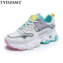 Fitness Shoes TYDZSMT Women Sneakers Sexy Colourful Rainbow Wedge High Quality PU Reflective Chunky Ladies Tenis Feminino 2024