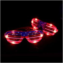 Other Festive & Party Supplies 4Th Of Jy American Flag Independence Day Led Glasses Usa Patriotic Light Up Shutter Shades Red White An Dh6Vf
