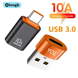 Converters Elough 10A OTG USB 3.0 To Type C Adapter USB C Male To USB Female Converter Fast Charging OTG For Macbook Laptop Xiaomi Samsung