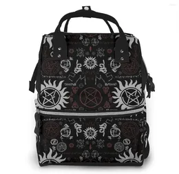 Backpack Diaper Bag Supernatural Symbols Black Baby Waterproof Travel Large Capacity Multi-Function Unisex