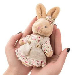 Plush Keychains Bag Parts Accessories Cute Countryside Style Linen Teddy Bear Keychain Womens Rabbit Pavilion Wedding Party Baby Shower Toy Gift WX5.30