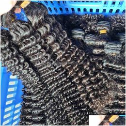 Hair Wefts South East Asian Vetnamese Natural Deep Curly Dark Brown Human Weft 300G/Lot Dyeable Weave Drop Delivery Products Extension Dhbi2