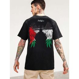Men's T-shirt Free Men's and Women's Angel Wings with Short Sleeves New Pure Cotton Summer Loose Half Sleeves Fashion