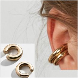 Clip-On Screw Back Simple Ear Cuff Metal Gold Clipon Female Cartilage Clip Round Beautif Girl Jewelry Earrings Drop Delivery Dhxtl