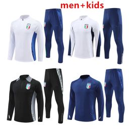 2023 2024 2025 Italy tracksuit survetement half zip Training suit soccer 23 24 25 Italia man and kids football tracksuits set chandal futbol italiana sportswear