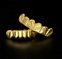 Mens hip hop jewelry Gold Plated Grillzs European and American style crystal hiphop tooth Dental Grills accessorie5633033