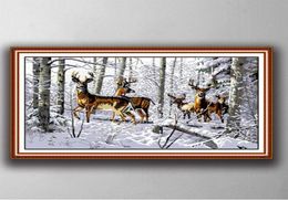 Antelopes in the snow Handmade Cross Stitch Craft Tools Embroidery Needlework sets counted print on canvas DMC 14CT 11CT4692987
