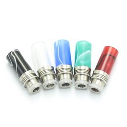 Acrylic 510 Drip Tips Stainless Steel Bottom Cigarette Holder Hole driptip Smoking Pipe Accessories SS Mouthpiece For 510 Thread RDA RBA Tank Atomizers Mouth Pieces
