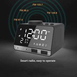 Portable Speakers Hot K11 Bluetooth-compatible 4.2 Radio Alarm Clock Speaker With 2 USB Ports LED Digital Alarm Clock Home Decoration Table Clock