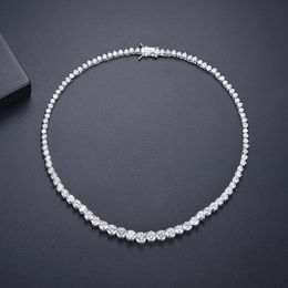 Sier 3 Prong 3Mm 5Mm Hip Hop Jewellery Women Men VVS Moissanite Tennis Chain Necklace