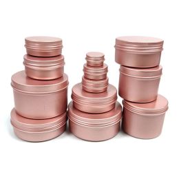 wholesale Round Aluminum Tin Cans Bottles with Screw Top Lids Metal Empty Tea Storage Case Cosmetic Cream Lip Balm Jars Containers ZZ