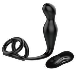 Remote Control Anal Vibrator Prostata Massage Cock Ring Silicone Vibrating Butt Plug Sex Toys For Men Cockring Prostate Massager Y1424483