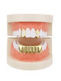 Factory Bottom Real Gold Plated Teeth Grillz Set Mixed Design Fake Tooth Grillz Hiphop Cool Men Body Jewelry Rap Artist Mou11749829948974