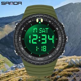 Wristwatches SANDA Top Style Military Sport Outdoor Watches Men LED Digital Waterproof Electron Wrist Watch Stopwatch Alarm Clock