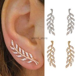 Stud Womens Hollow Leaf Earrings Fashion Retro Crystal Earrings Wheat Unique Design Silver Gold Girl Jewellery GiftL4063