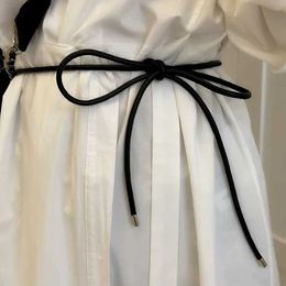 Belts Female Waistband Round Leather Rope Thin Belt Women Dress Skirt Sweater Coat Vintage Bow Knot Long Waist Rope Decorative Belt