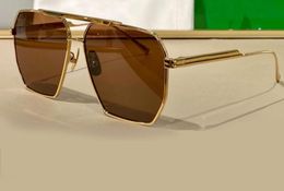 Gold Brown Sunglasses 1012s Sunnies Square Metal Frame Fashion Glasses for Men Women Sonnenbrille gafa de sol UV400 Protection Eye2001016