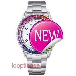Designer Rolxs Watch High Quality Movement Quartz Wristwatches Super Luminous Dial New Explorer Series Rainbow Circle 16570 Precision Steel Diamonds Mens Watch