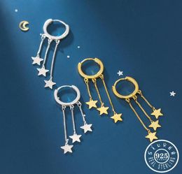 Hoop Huggie 925 Sterling Silver Small Star Tassel Type Pendant Gold Color Plated Earrings Round Circle Earings Fine Jewelry For 6275822