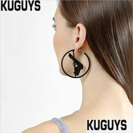 Dangle & Chandelier Hyperbole Pisto Earrings For Women Trendy Black Acrylic Chic Round Stud Earring Fashion Jewelry Punk Accessories Dhugz