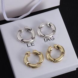 Designer Earrings For Women With Original Box Top Quality Metal Stud With Label Hoop Retro Chain 925 Silver Hip Hop Earrings For Party Weddings Jewelry Gift