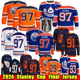 2024 Stanley Cup Final #97 Connor McDavid Edmonton Hockey Jersey #29 Leon Draisaitl Mark Messier Evander Kane Zach Hyman Mattias Ekholm Stuart Skinner Oilers Maglie