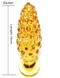 golden large particle glass butt plug vagina anus stimulator dilator big anal plugs buttplug adult sex toys products for woman C185280765