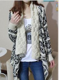 2015 Kış Trail Jacquard Örgü Çaldı hırka Örgü Kaplama Leydi Ceket Cape Poncho Şal Saryalar Sweater 36132050796