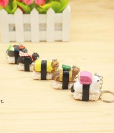 Creative Cat Sushi Keychain Key Rings Handbag Hanging Pendants Phone Charms Key Chain Gift for Kids RRA129819421147